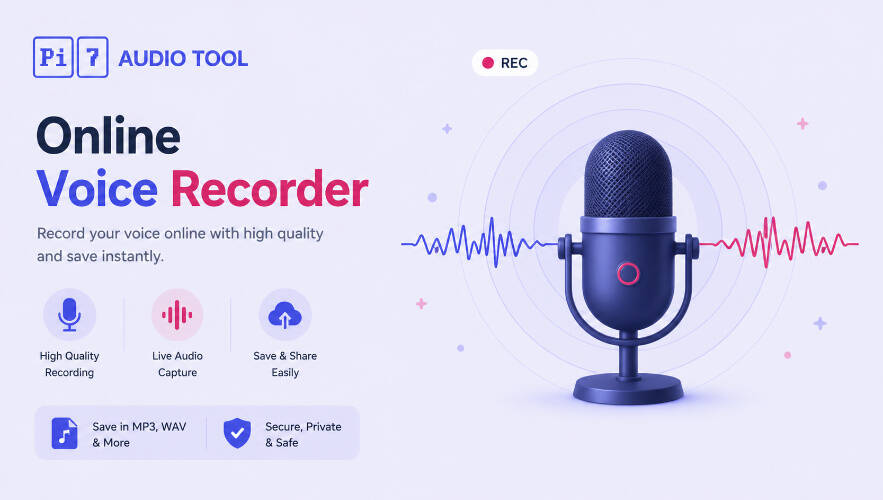Record voice and audio online with Pi7 Audio Recorder.